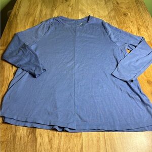 J Jill Blue Pima Crew Neck High Low Tee Top Long Sleeve Womens Size XL